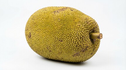 A whole jackfruit bumpy skin isolated on a white background