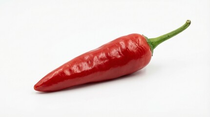 A whole red chili pepper isolated on a white background