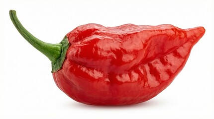A whole red chili pepper isolated on a white background