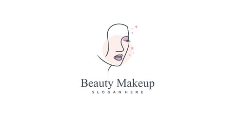 Fototapeta premium Makeup beauty logo design with lips concept Premium Vector