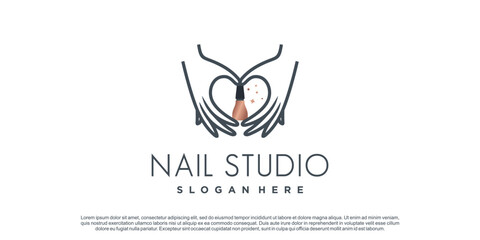 Obraz premium Nail logo design for beauty with creative concept Premium Vector
