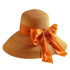 A stylish straw hat with an orange ribbon