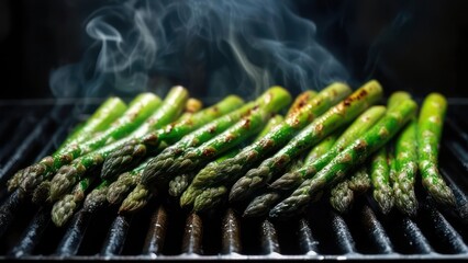 Grilled asparagus with smoke