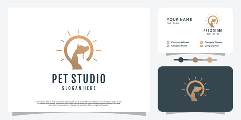 Pet icon logo design with creative element concept Premium Vector