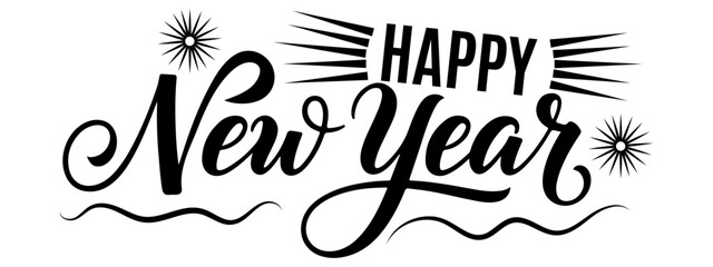 Happy New Year Greeting Card with Sparkling Fireworks Design