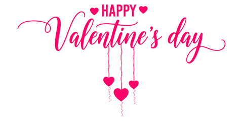 Happy Valentines Day Greeting Card with Hearts and Balloons Design