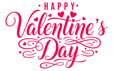 Happy Valentines Day Greeting Card with Elegant Script and Hearts