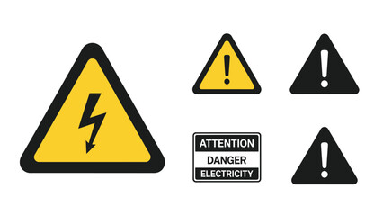 Warning signs depicting electrical hazard and general caution are displayed