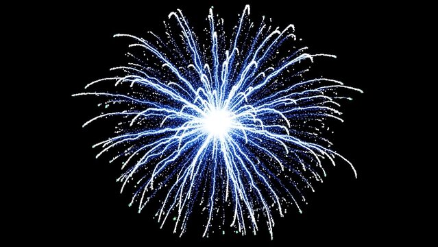 Vibrant blue fireworks exploding in night sky with bright white center - Powered by Adobe