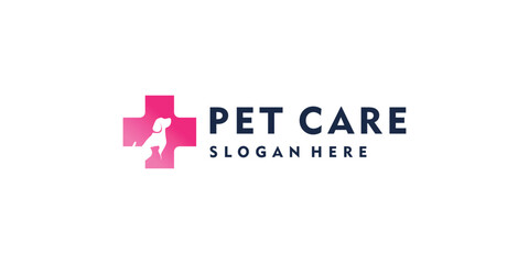 Obraz premium Pet care icon logo design with creative element concept Premium Vector