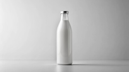 White mockup beverage bottle short size, empty branding zone, modern packaging style.