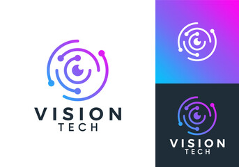 circle eye logo design. vision technology connection icon symbol concept