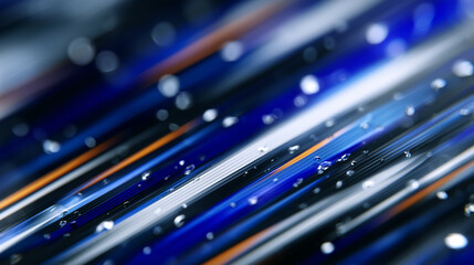 Realistic high-definition abstract background, bold athletic colors with electric blue, black, and orange, sharp geometric shapes intersecting, subtle sweat droplet texture overlay