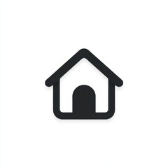 Minimal house icon monochrome outline thin lines simple design black and white modern isolated on white background clean geometric home symbol
