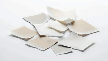 Fragile overlay of torn tracing paper fragments in macro detail for abstract neutral artwork and modern inspiration