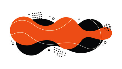 Obraz premium Minimalist Abstract Orange and Black Graphic Design, abstract graphic, minimalist design, digital artwork, orange amorphous shape, black geometric forms, modern illustration, flat design, png shape, 