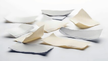 Macro detail of tracing paper torn fragments forming fragile overlay texture for abstract neutral background design