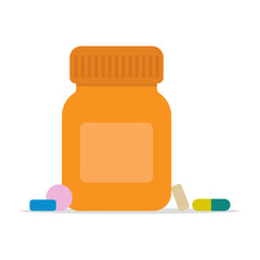 Jar of pills icon. Medicine. Colored silhouette. Front side view. Vector simple flat graphic illustration. Isolated object on a white background. Isolate.