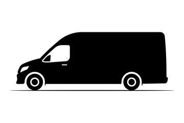 Van icon. Black silhouette. Side view. Vector simple flat graphic illustration. Isolated object on a white background.