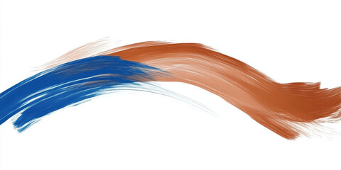 abstract flowing blue brown gradient wave brushstroke on white canvas evoking serene energy transition for wallpaper and banner copy space