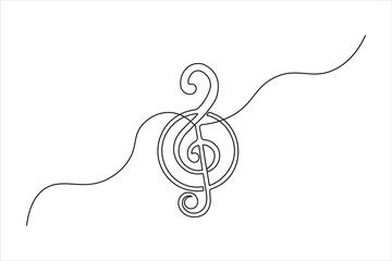 Continuous line drawing of a musical treble clef