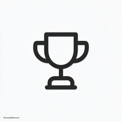 Trophy outline icon with thin black strokes, simple monochrome design, isolated on white background, symbolizing achievement and success in minimalistic style