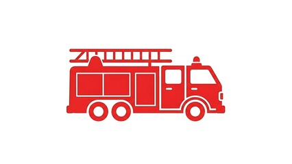 Red fire truck icon for emergency service concepts