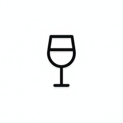 Monochrome wine glass icon with thin black lines, minimalistic style, isolated on white background, simple and modern design, suitable for beverage or bar concept