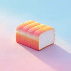 Pastel bread loaf icon soft pastel tones gradient color fluffy texture minimal style isolated on colorful background dreamy mood bakery concept morning light