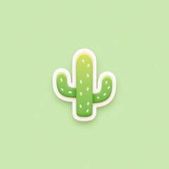 Pastel cactus icon soft green tones delicate illustration, minimal style, cute succulent plant, isolated on light background, cheerful and modern design