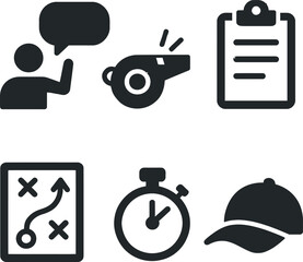 Fototapeta premium Strategic Coaching Leadership and Time Management Icons