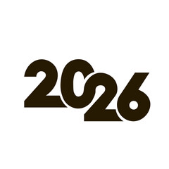 Black 2026 numbering design illustration. 2026 new year, festive celebration.