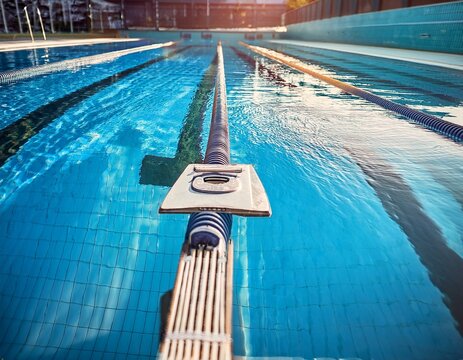 close up of springboard over clear swimming pool water - Powered by Adobe