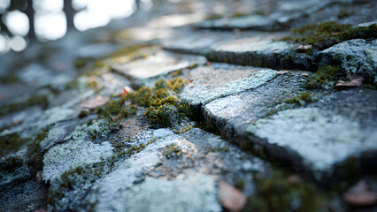 Ultra-realistic close-up of architectural asphalt shingles with shadow lines and dimensional depth