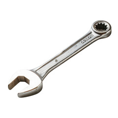 A silver adjustable wrench on a black background