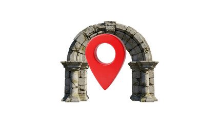 Stone Archway and Location Pin