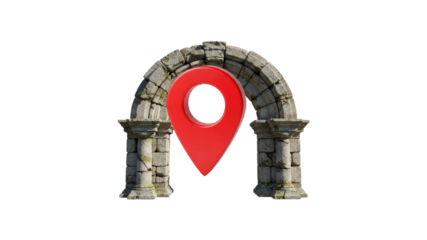 Stone Archway and Location Pin
