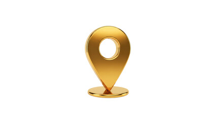 Shiny golden map pointer on a Transparent Background