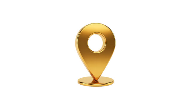 Shiny golden map pointer on a Transparent Background