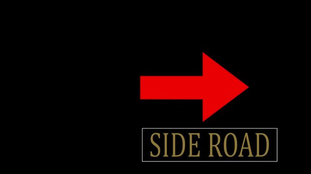 Direction right arrow sign icon animation road signal information icon with black background. 4K video.