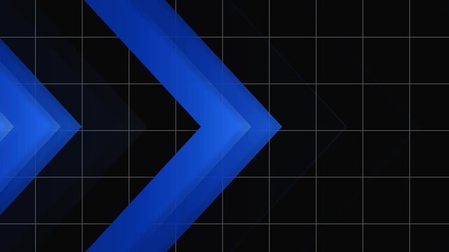 Blue geometric arrow shapes on a dark background abstract