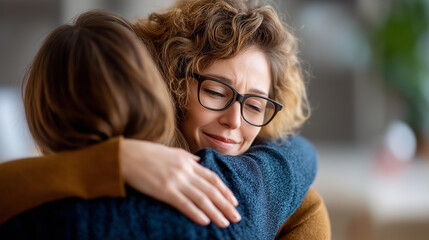Faceless woman comforting sad friend heavily defocused background anonymous person providing emotional support friendship care and empathy compassionate bonding moment with