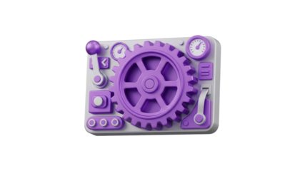 Purple control panel with gear