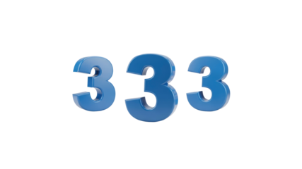 Three blue 3D number 3s