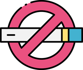 Prohibition of smoking flat design icon, symbolizing public health regulations and warning against tobacco use in designated areas. Modern vector illustration for no-smoking zones