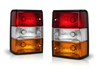 Pair of taillights isolated on white background