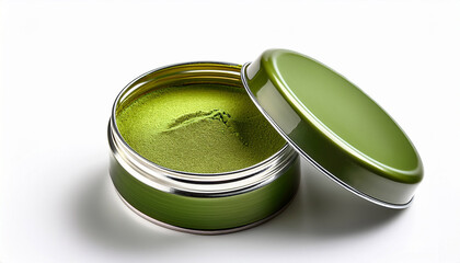 Matcha Tea Tin Mockup Isolated On A Clean White Background