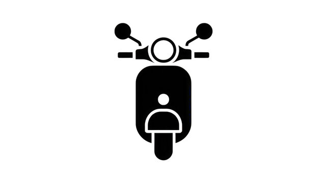 Black silhouette of a classic scooter from front view isolated on transparent background