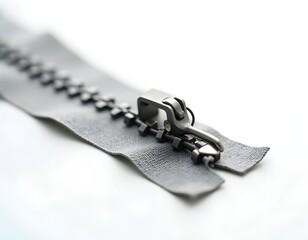 Metal Zipper Puller Detail Isolated on White Background