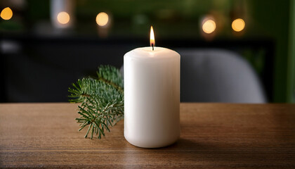White Candle On The Table
